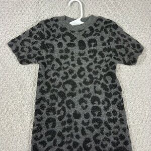 NWOT ZARA Leopard Print Kids Sweater Dress - Gray and Black size 5